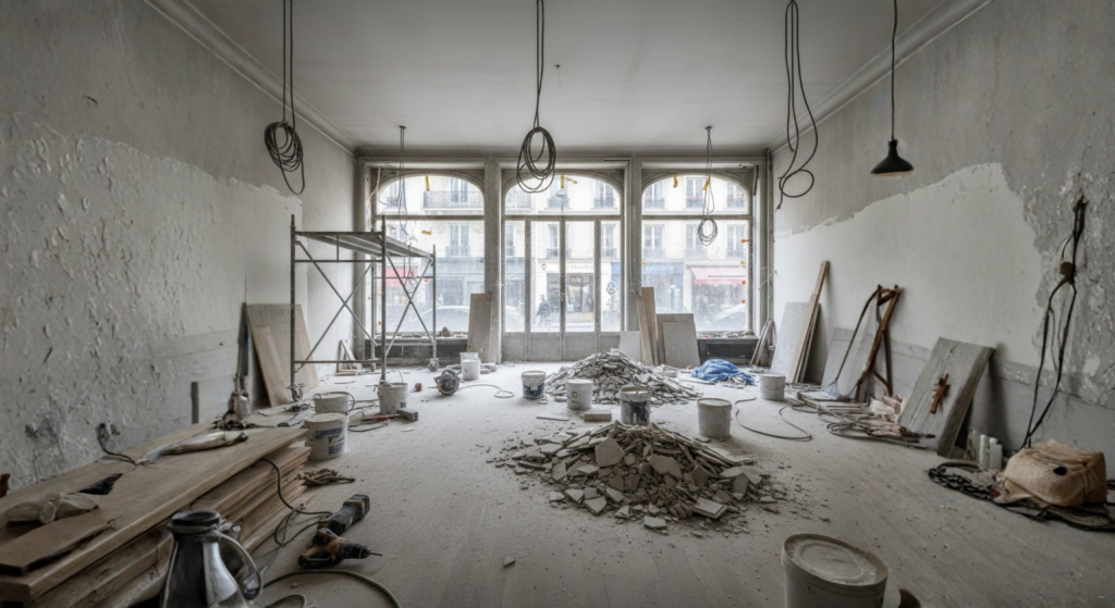 Home avant (le chantier) le magasin (boutique parisienne) sall'&clean